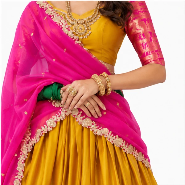 Kanchipuram Zari Weaving Traditional Lehenga Choli 4 Kanchipuram Zari Weaving Traditional Lehenga Choli - Image 4