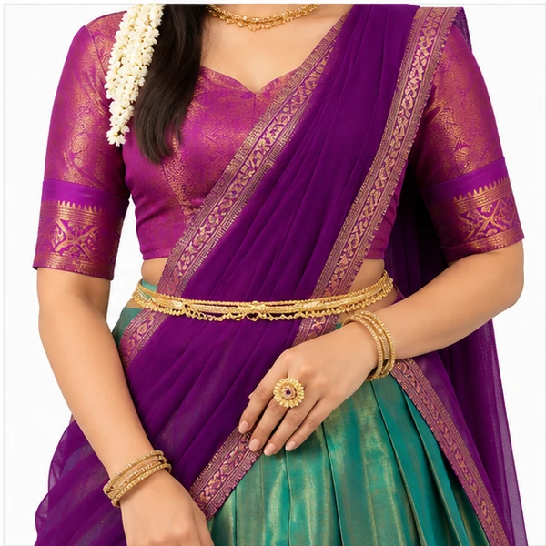 Zari Weaving Traditional Lehenga Choli 4 Green Bridal Lehenga Choli for Women – Front View | Löweo Germany