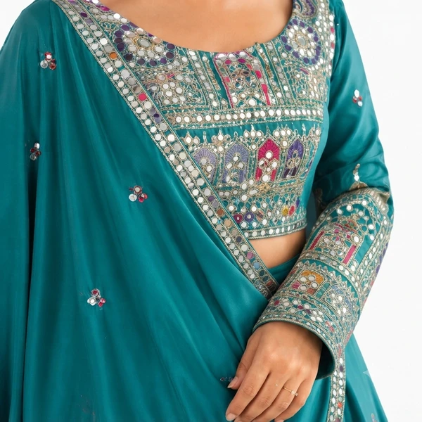 French Crepe Multi Thread Embroidery Lehenga Choli 4 French Crepe Multi Thread Embroidery Lehenga Choli