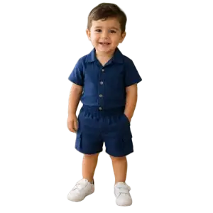 Baby Boys Two Piece Buttoned Shirt & Shorts Set bonn