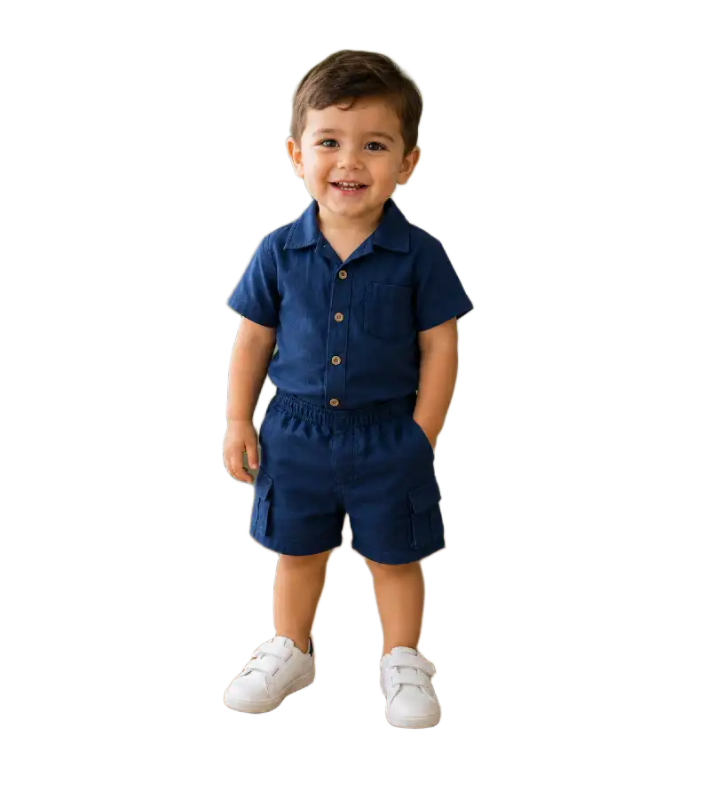Baby Boys Two Piece Buttoned Shirt & Shorts Set 1 Baby Boys Two Piece Buttoned Shirt & Shorts Set bonn