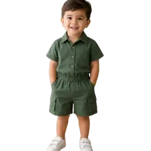 Home 17 Baby Boys Two Piece Buttoned Shirt & Shorts Set bonn