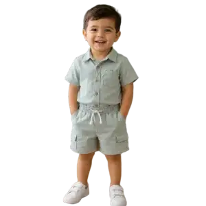 Baby Boys Two Piece Buttoned Shirt & Shorts Set bonn