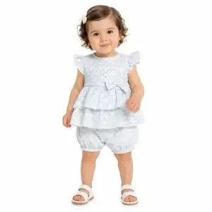 Baby Girls 2pc Floral Layered Dress & Bloomers Set