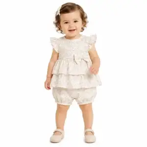 Baby Girls 2pc Floral Layered Dress & Bloomers Set