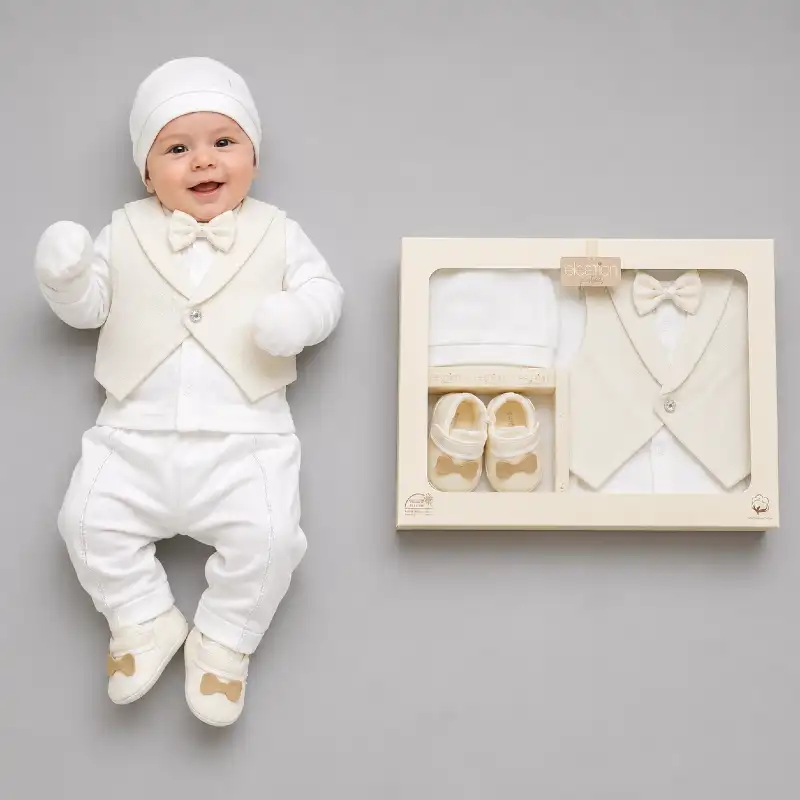 Baby Boys 7pc Gift Set with Shoes, Mittens & Hat 2 Baby Boy Outfit | Löweo Germany