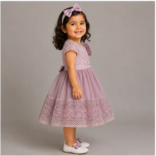 Baby Girls 3pc Floral Layered Party Dress with Headband & Shoes (6-24M) 2 Baby Girl Party Dress | Löweo Germany