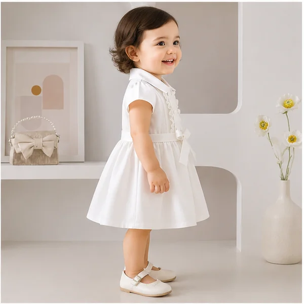 Baby Girls Ruffle Buttoned Belt Dress 2 Baby Girl Party Dress | Löweo Germany