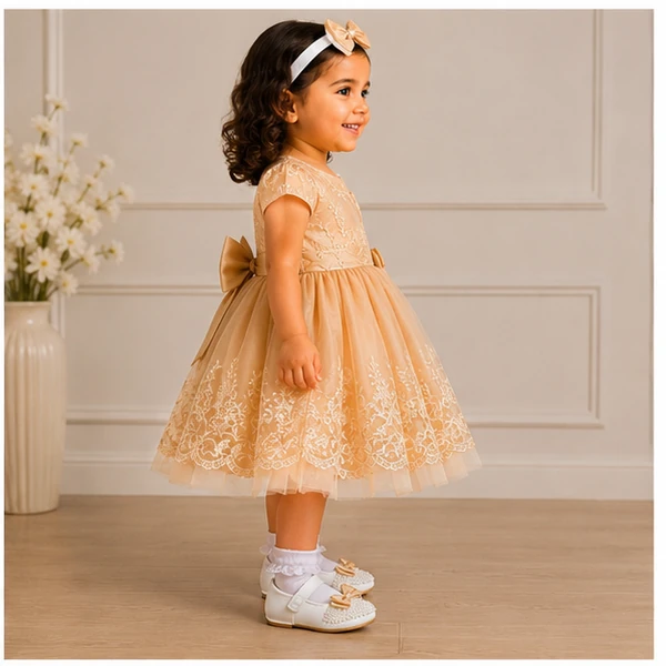 Baby Girls 3pc Floral Layered Party Dress with Headband & Shoes (6-24M) 2 Baby Girl Party Dress | Löweo Germany