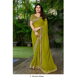 Home 19 Georgette Bandhani Printed Saree