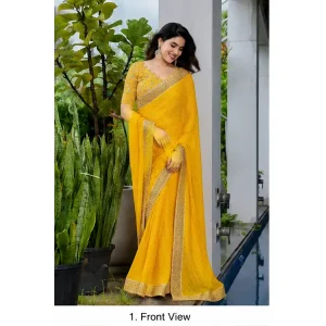 Home 24 Georgette Bandhani Printed Saree